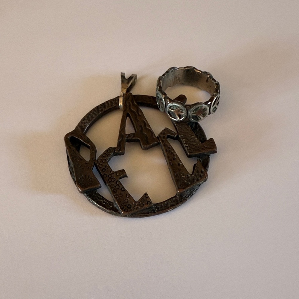 Vintage Peace Pennant and Peace Ring Set